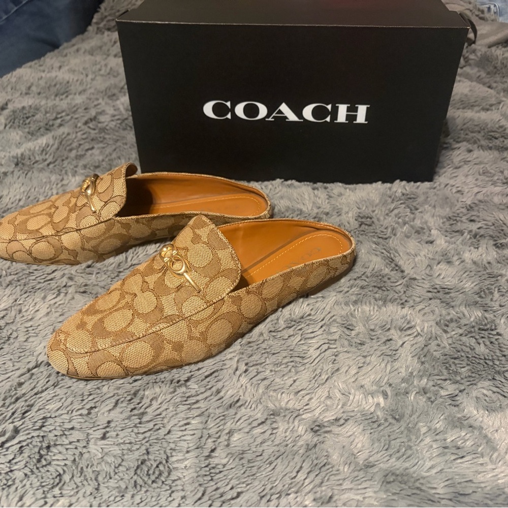 Coach women Brown Patterned Slip-On Loafers